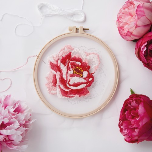  Simply Make Large Transparent Embroidery Kit - Peony