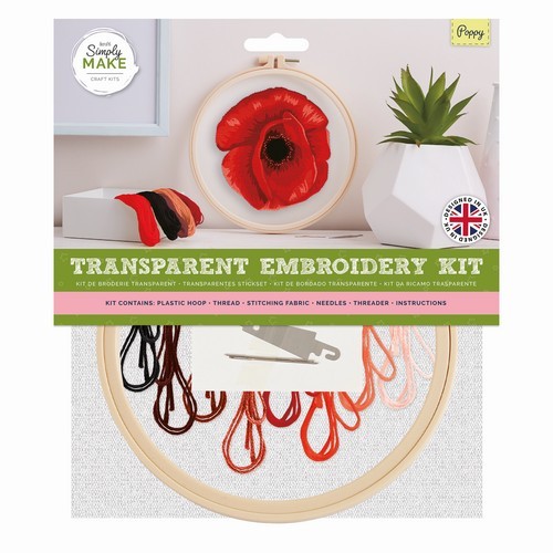  Simply Make Large Transparent Embroidery Kit - Poppy