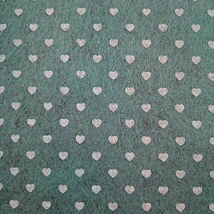 Teal With White Hearts Felt Square