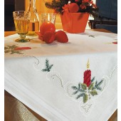 Rico Christmas Candle Embroidery Table Cloth Kit