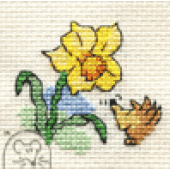 Mouseloft Funsize Cross Stitch Kit - Daffodil and Hedgehog 00M-107mms