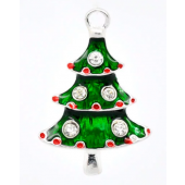 Christmas Tree Charm - Enamel and Rhinestone