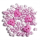 Craft Buttons - Pink Hearts (2.5g Pack)