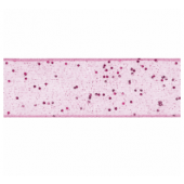 Random Glitter wired edge sheer pink ribbon - 40mm 