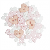 Craft Buttons - White Hearts (2.5g Pack)