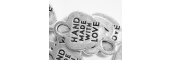 Hand Made with Love Heart Silver Tone Charms - 4 Pack